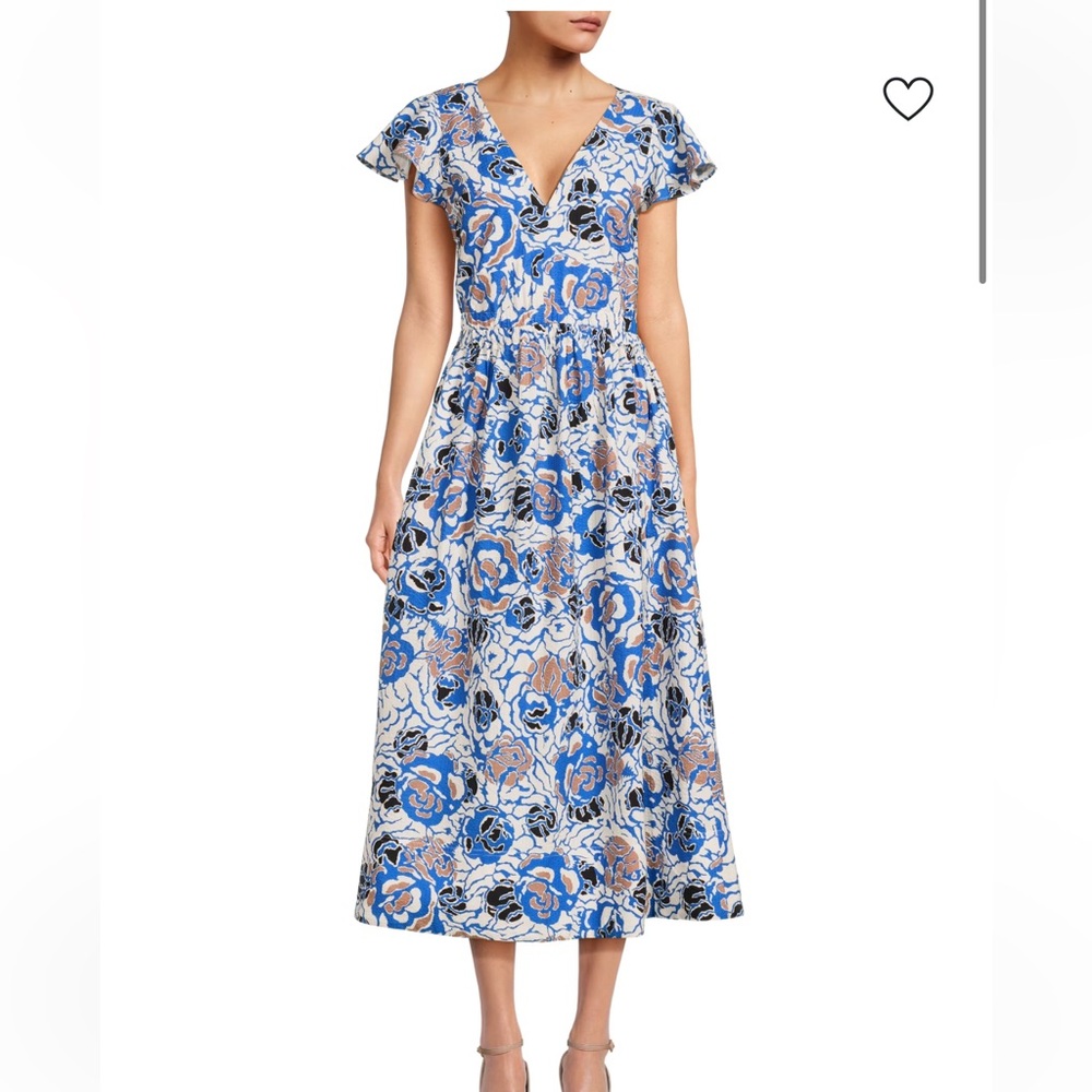 Tanya Taylor Kate floral midi flared dress size 8